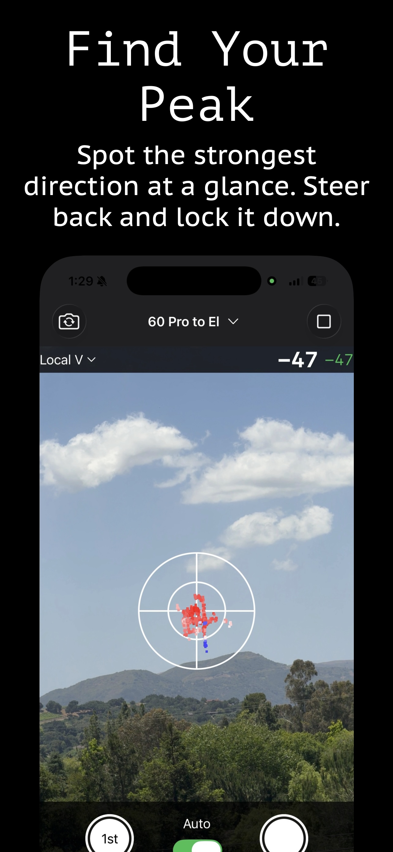 Signal Bullseye — Find Your Peak screen